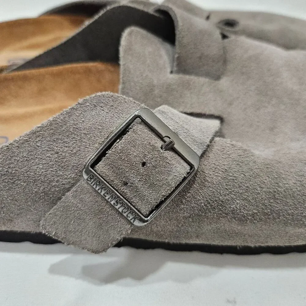 Birkenstock Boston Soft Footbed Suede Clogs Gray Stone EU 42 L11 M9 Made Germany